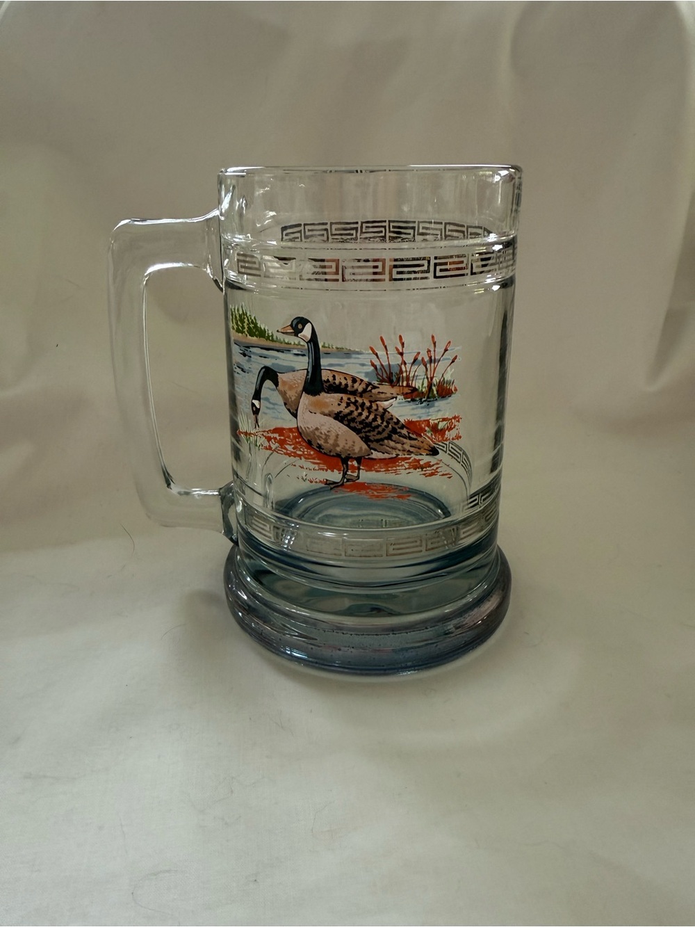 Vintage Princess House Canadian Geese Clear Glass Beer Mug Stein